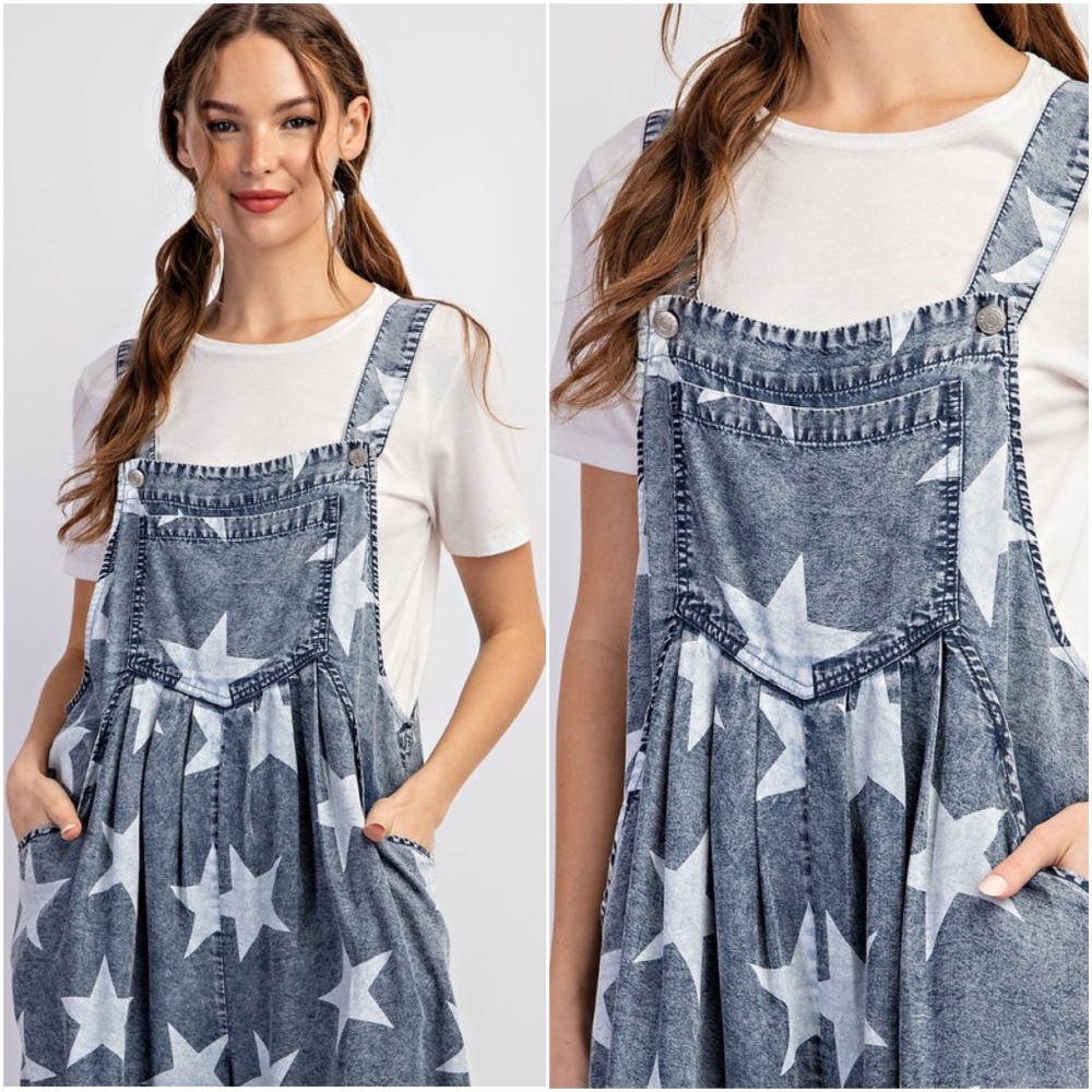 Star-Patterned Denim Jumpsuit - Picture 2 of 5